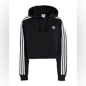 Adidas 3 stripes short hoodie-women- size xs-black and white